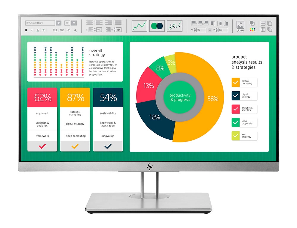 Εικόνα Monitor 21.5" HP EliteDisplay E223 - Ανάλυση Full HD - DisplayPort, HDMI, VGA