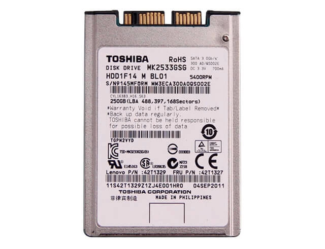 Εικόνα Toshiba 250GB MK2533GSG MicroSata 1.8" HDD for  Elitebook 2530p 2730p 2540p 
