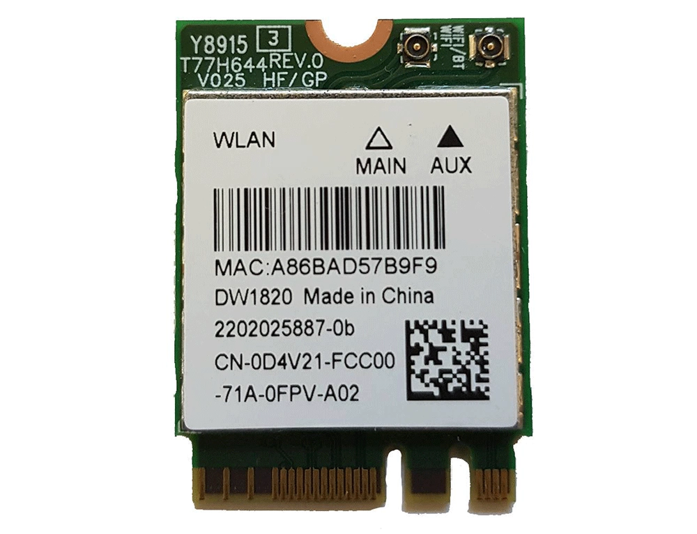 Εικόνα Dell Wireless 1820 DW1820 (D4V21) WLAN WiFi 802.11AC + Bluetooth 4.1 Dual Band M.2 Card