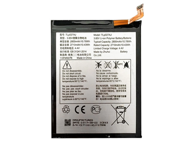 Εικόνα Μπαταρία συμβατή με Alcatel A5 Led 5085D, 5085G, 5085H, 5085J, 5085V, A50 5085G, 5085O, PulseMix 5085C, TLp027AJ 2710mah